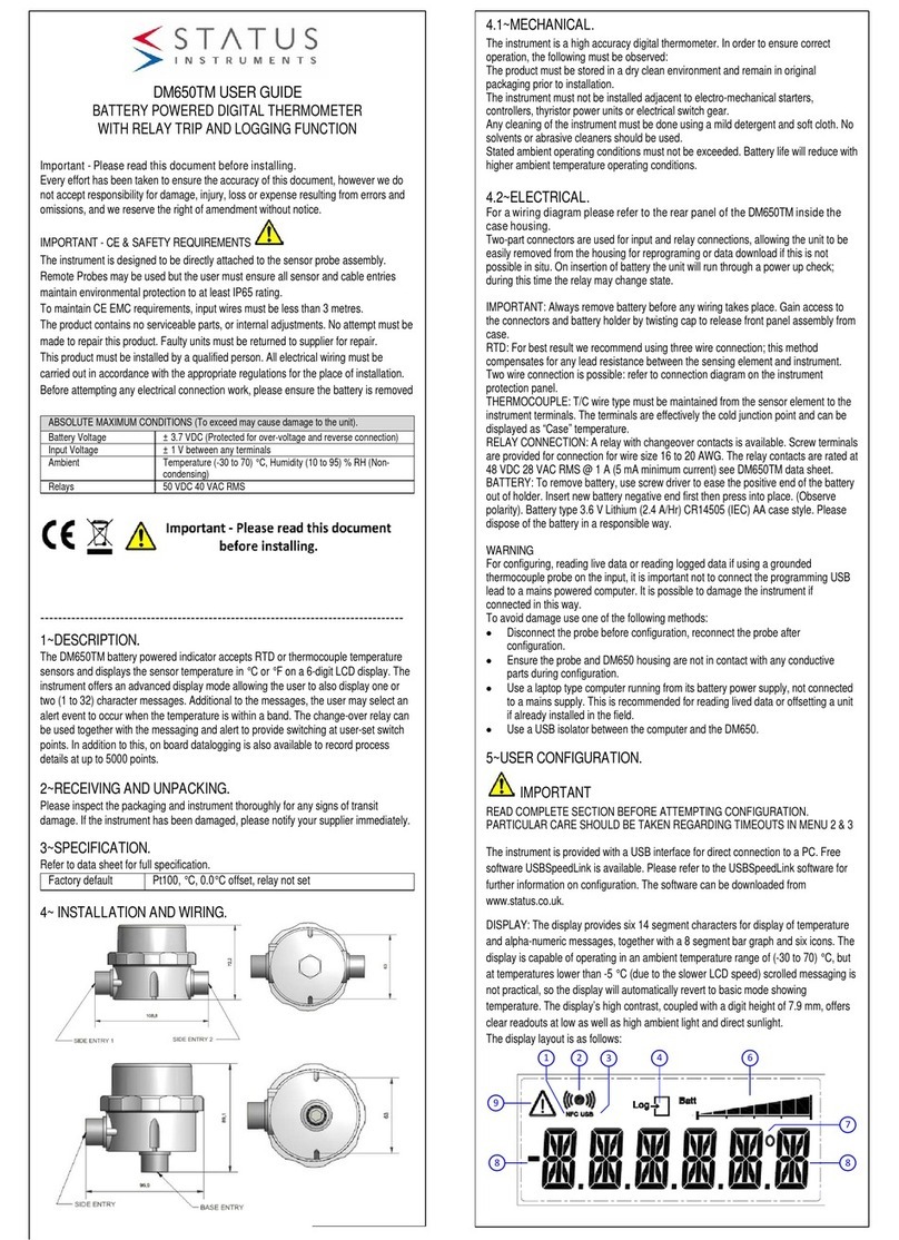 Status Instruments DM650TM User manual