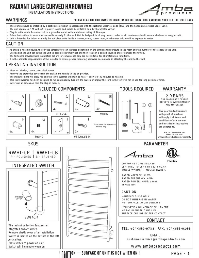 Amba RADIANT LARGE CURVED HARDWIRED installation instructions
