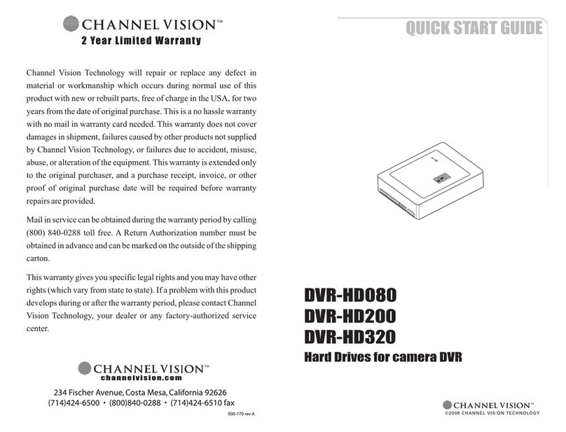 Channel Vision DVR-HD080 User manual