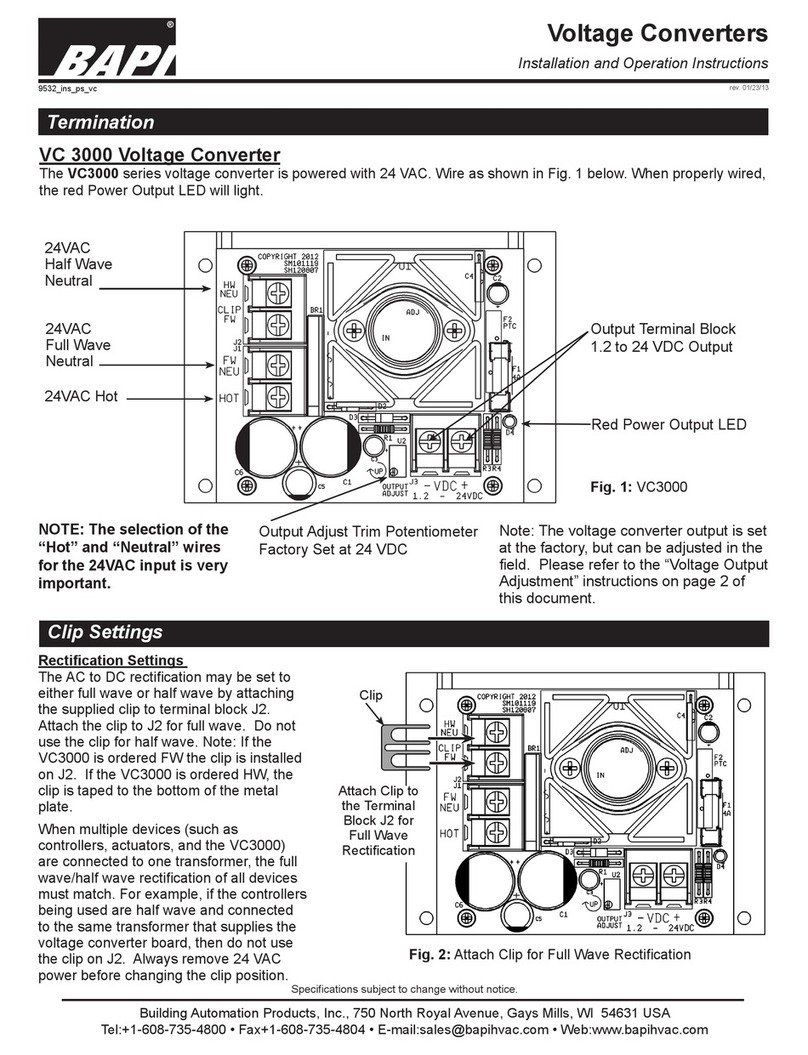 BAPI VC3000 series Installation and operation instructions