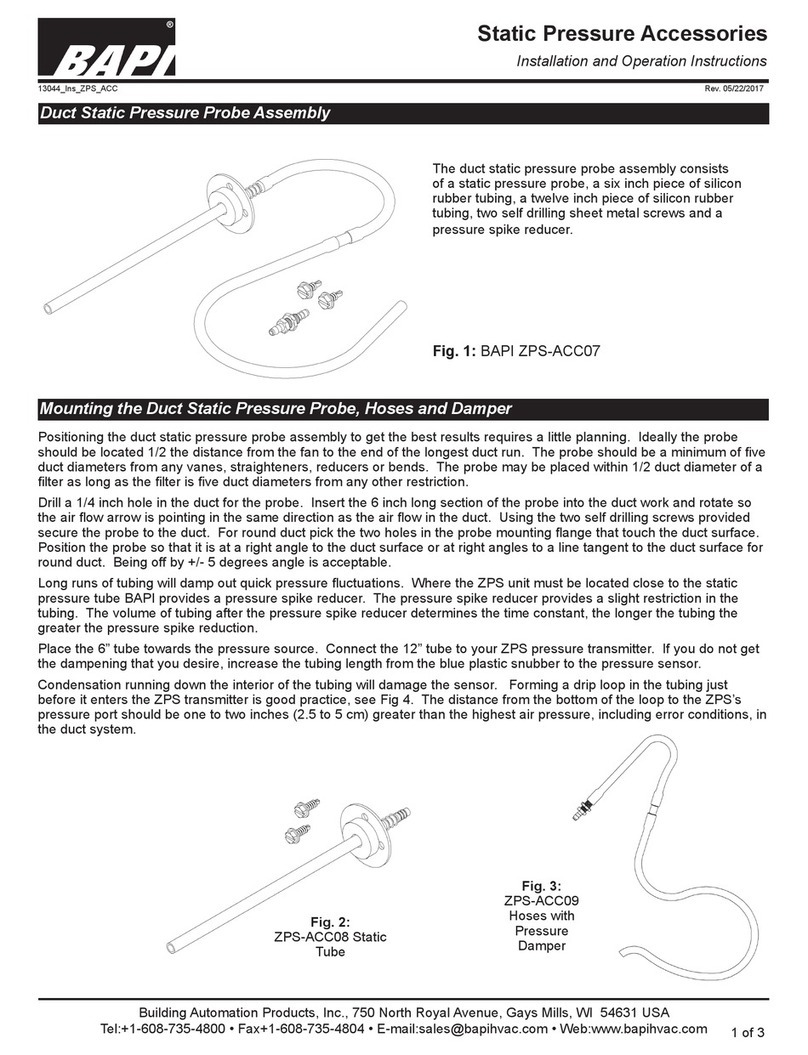 BAPI ZPS-ACC07 Installation and operation instructions