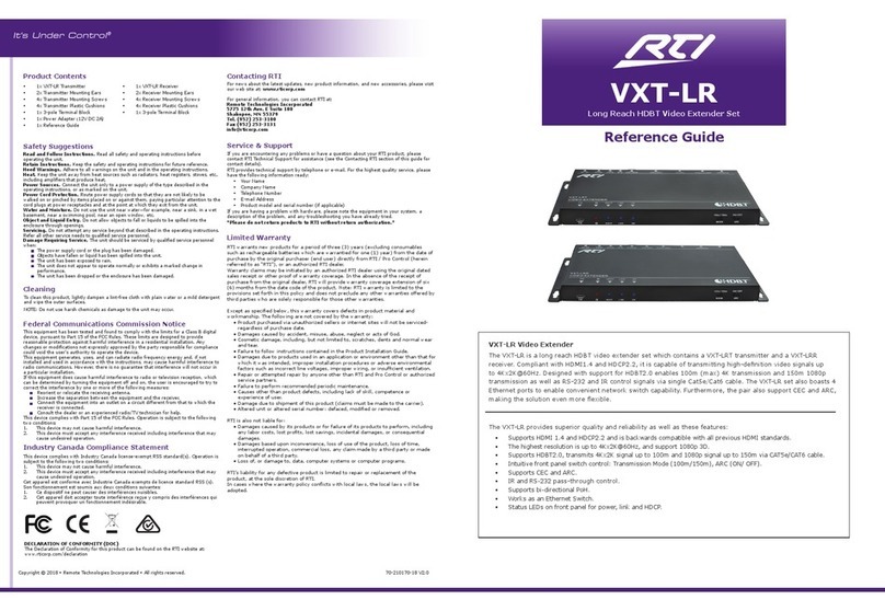RTI VXT-LR User manual