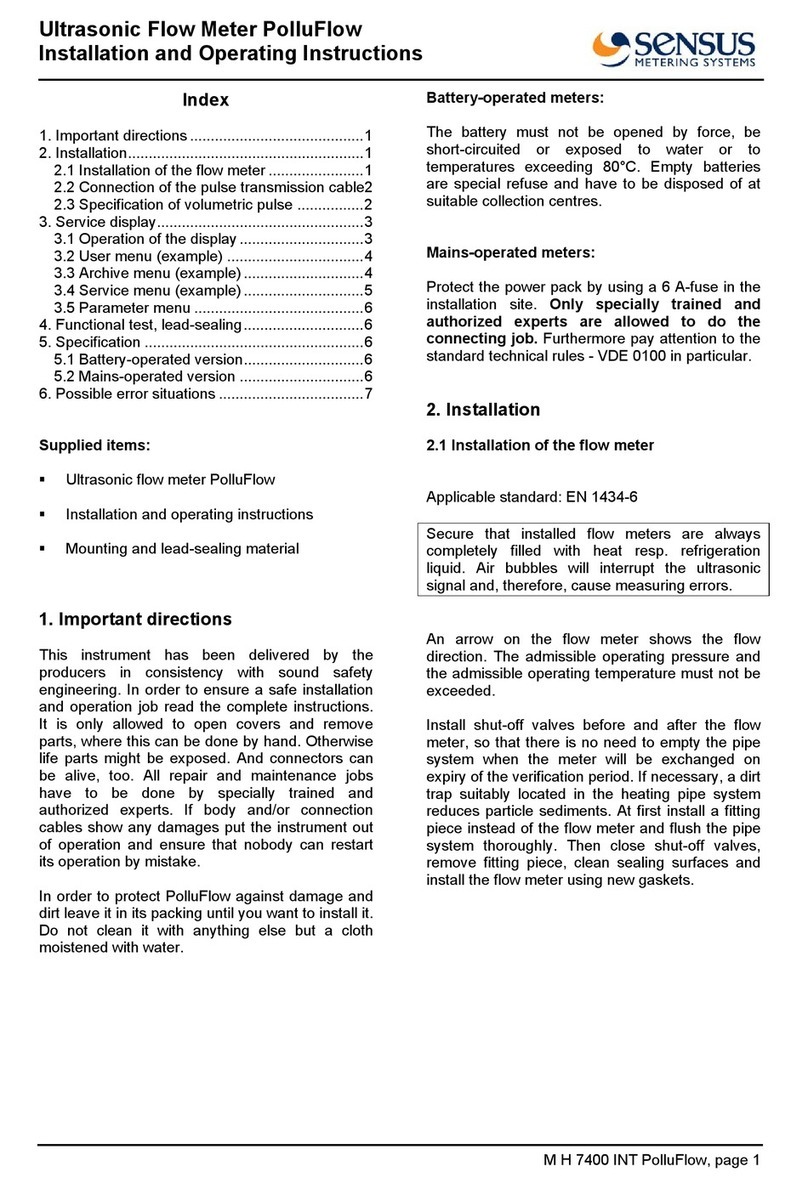 Sensus PolluFlow Installation and operating instructions