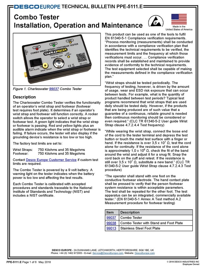 Desco Europe Charleswater 99037 Installation, operation and maintenance