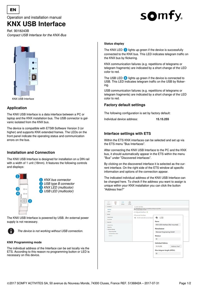 SOMFY KNX USB Interface Operation and installation manual