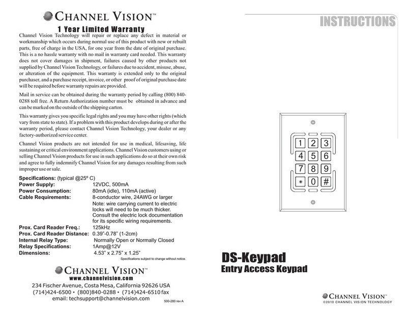 Channel Vision DS-Keypad instructions