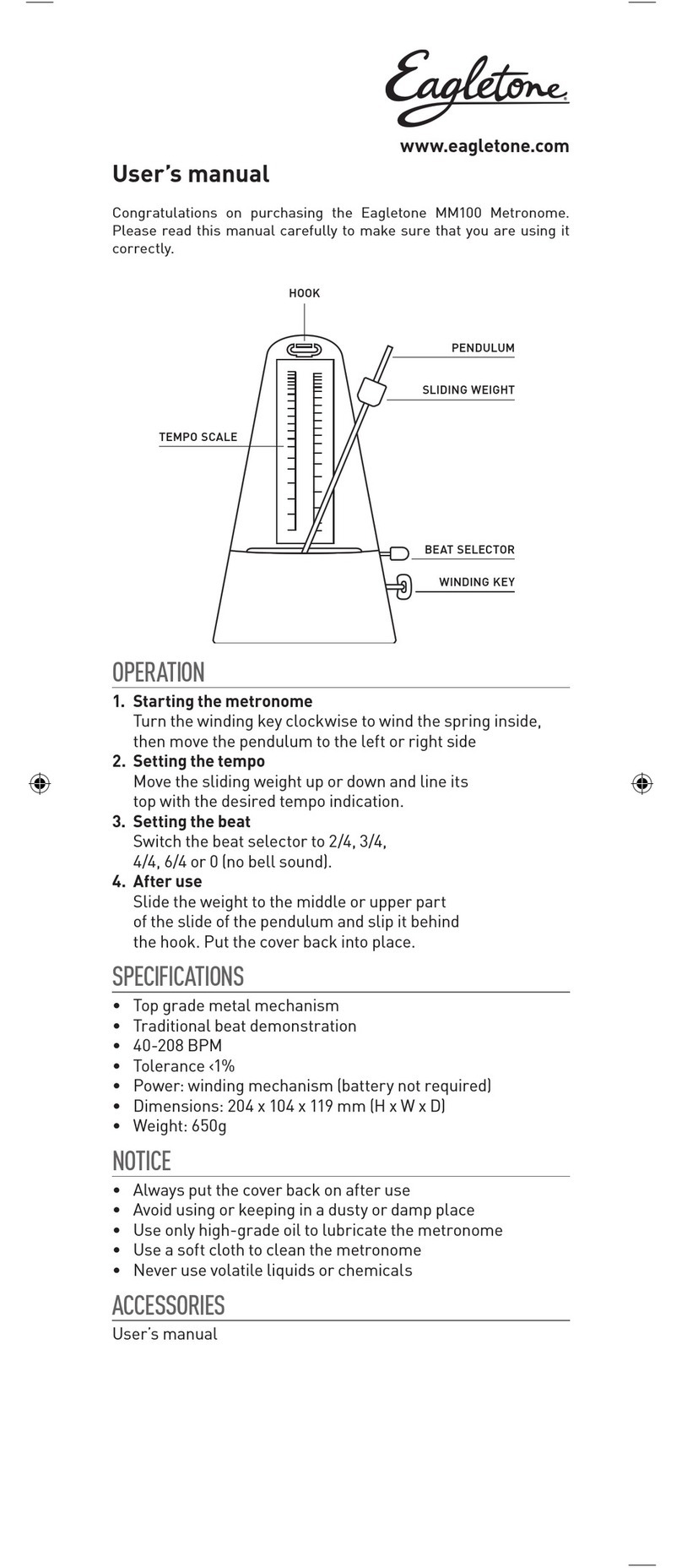 Eagletone MM100 user manual