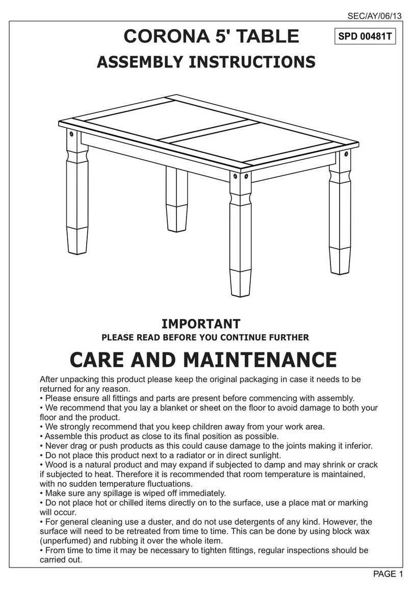 Seconique Corona 5 Feet Table User manual