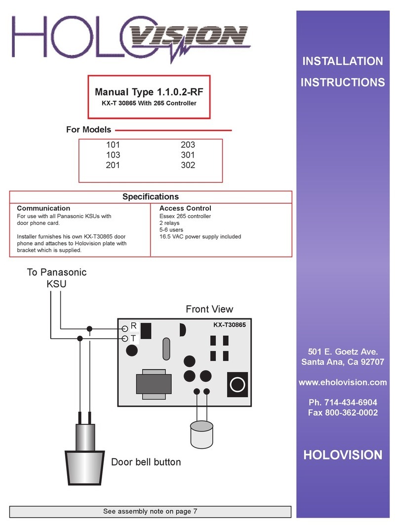 HOLOVISION 101 Installation instructions manual