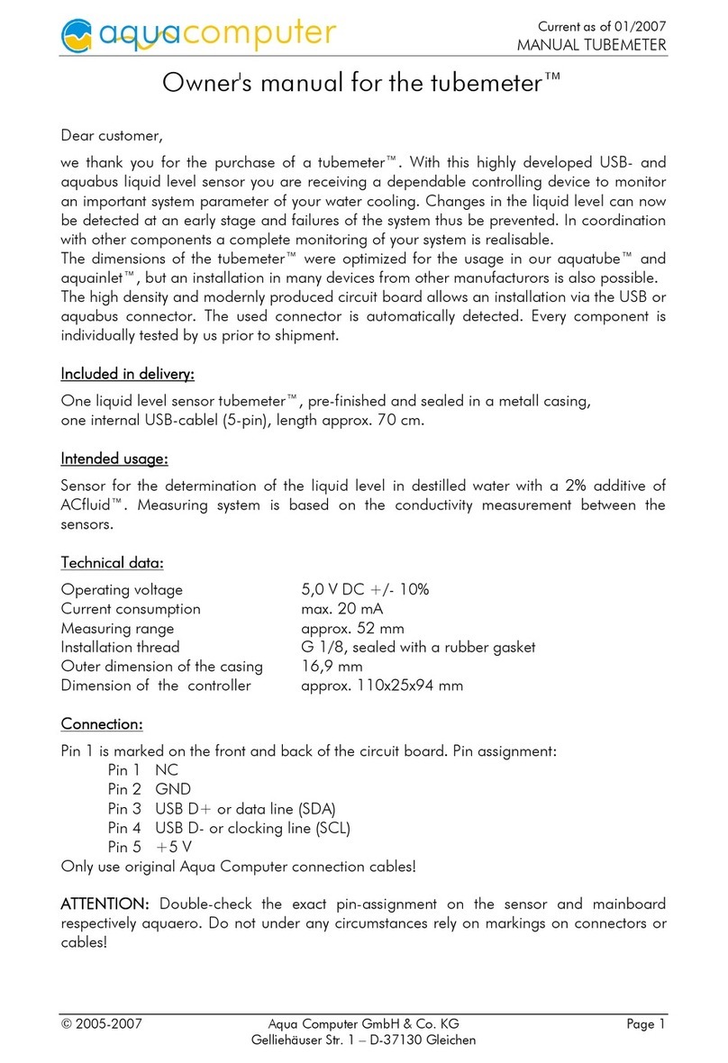 Aqua Computer TUBEMETER User manual