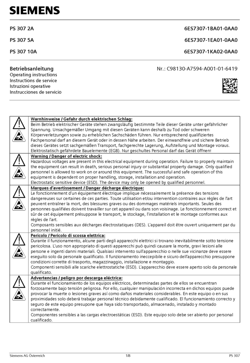 Siemens PS 307 6ES7307-1BA01-0AA0 User manual