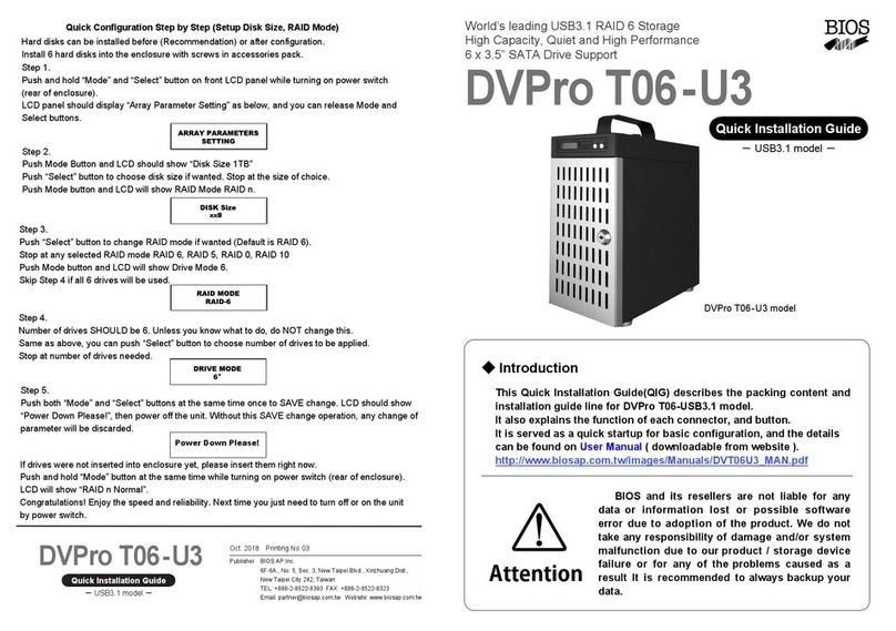 BIOS AP DVPro T06-U3 Quick installation guide BIOS AP DVPro T06-U3 Quick installation guide