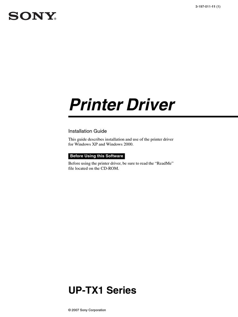Sony UP-TX1 Series Installation and operation manual