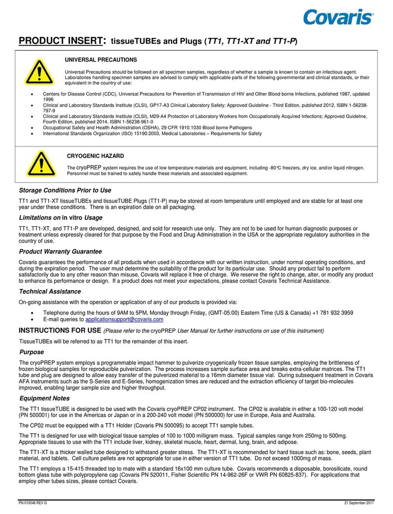 Covaris tissueTUBE Instructions for use