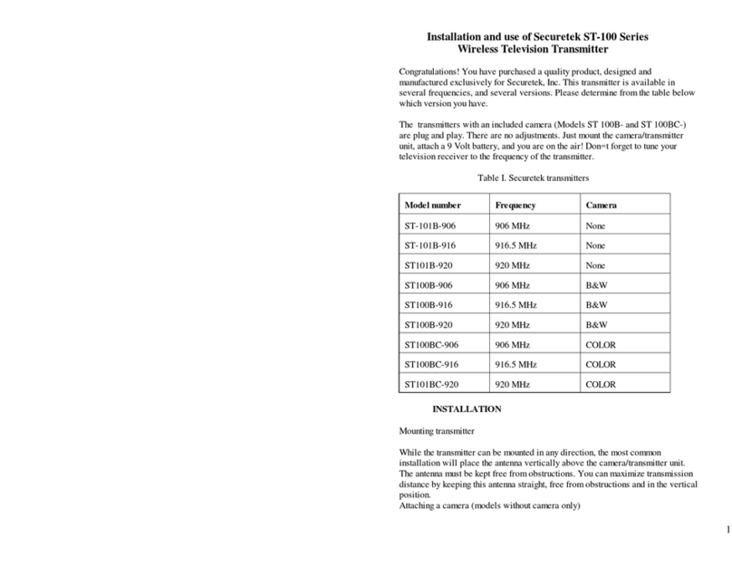 National Wireless Securetek ST-100 Series Installation and User Instruction