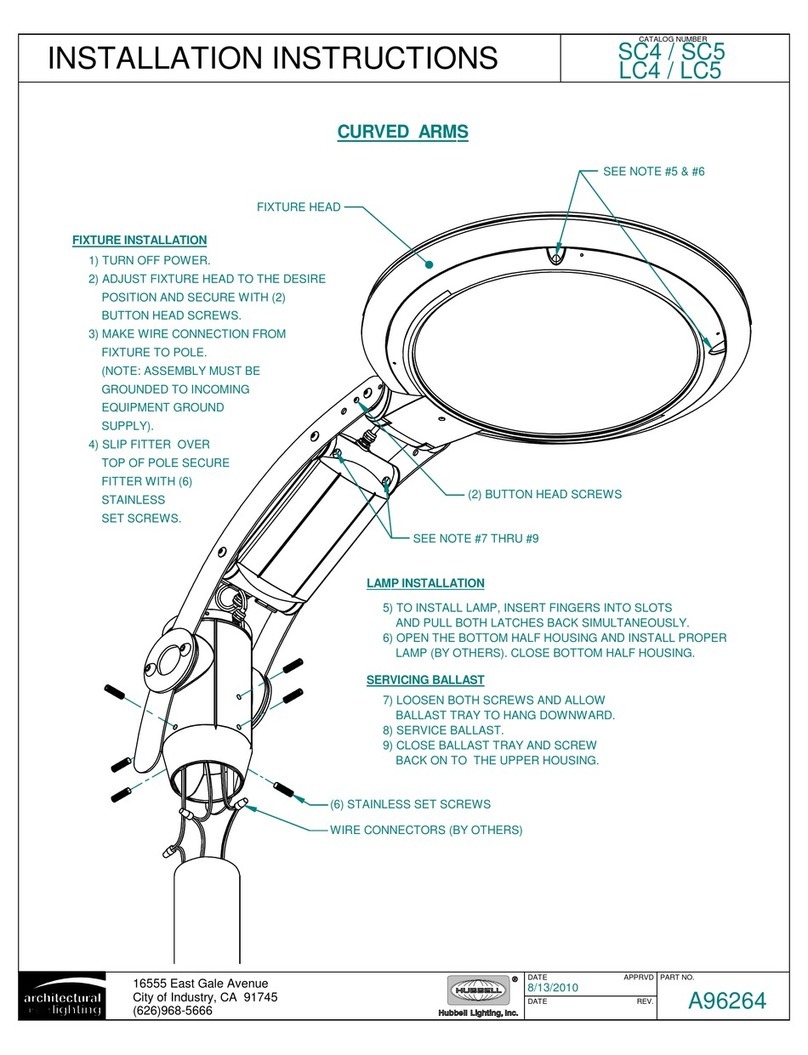 Architectural Area Lighting SC5 Installation instructions manual Architectural Area Lighting SC5 Installation instructions manual