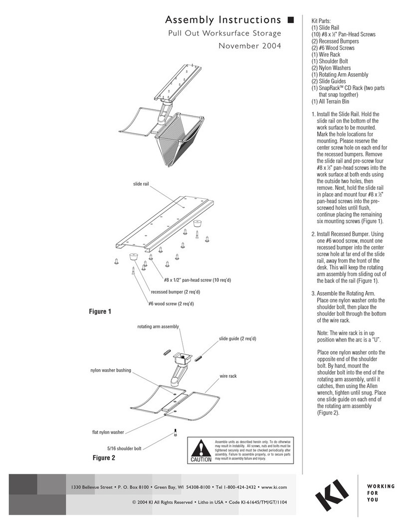 KI Pull Out Worksurface Storage Assembly instructions