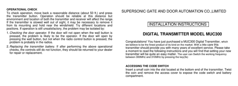 Supersonic Gate and Door Automation MUC300 installation instructions