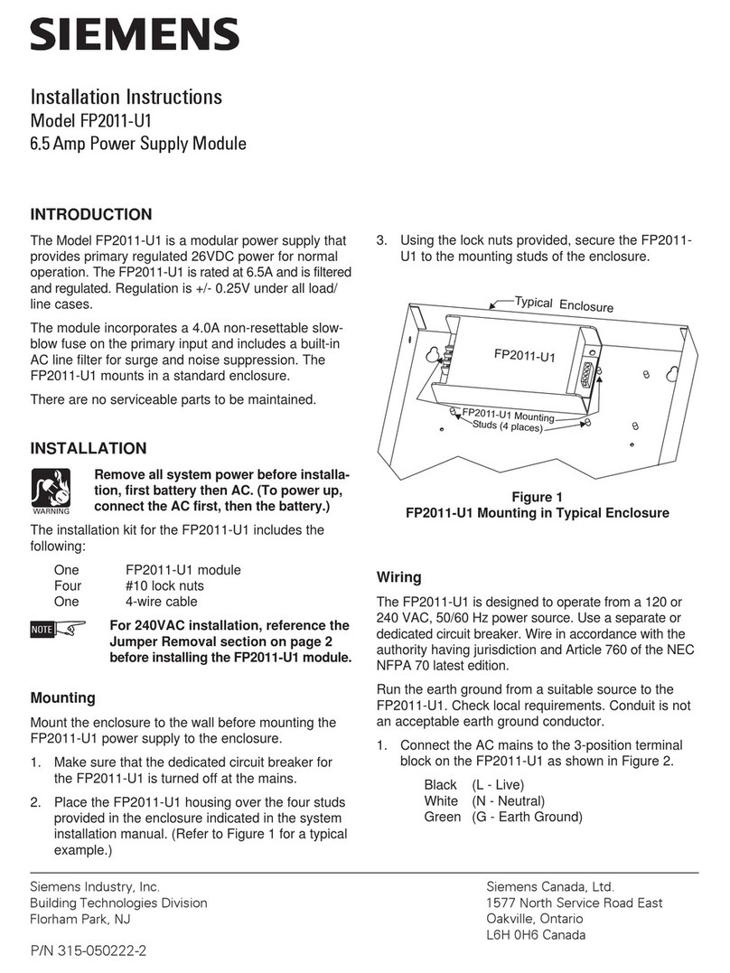Siemens FP2011-U1 installation instructions