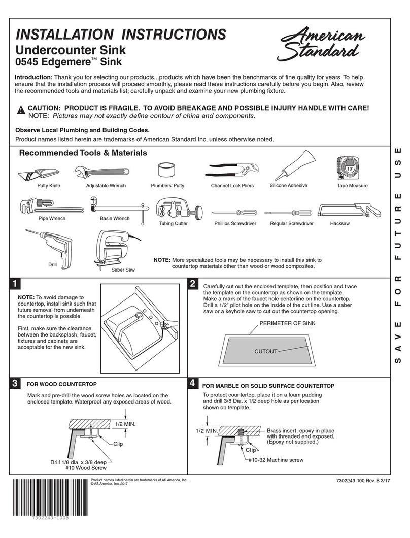 American Standard 0545 Edgemere Sink installation instructions American Standard 0545 Edgemere Sink installation instructions