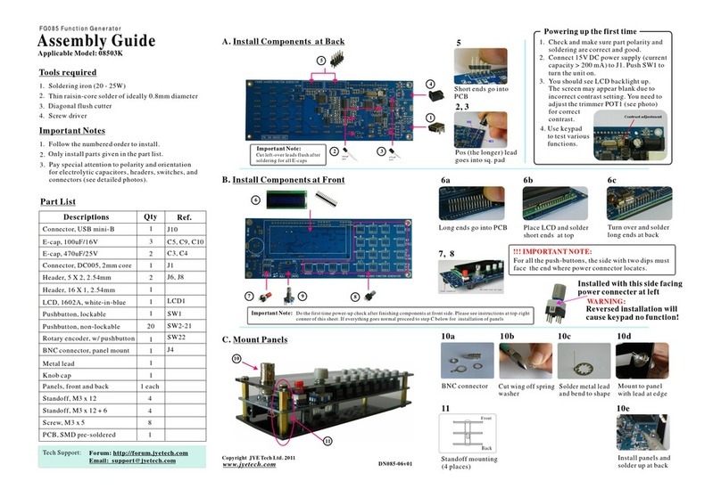JYE Tech FG085 Function Generator Assembly guide