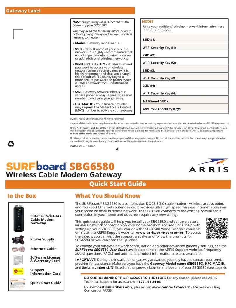 Arris SURFboard SBG6580 quick start guide