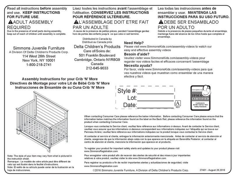 Simmons Juvenile Furniture Crib 'N' More Assembly instructions Simmons Juvenile Furniture Crib 'N' More Assembly instructions