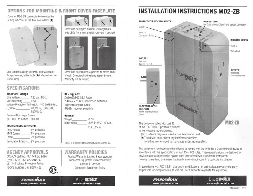Panamax BlueBOLT MD2-ZB installation instructions