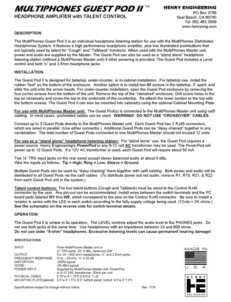 Henry Engineering MULTIPHONES GUEST POD II manual