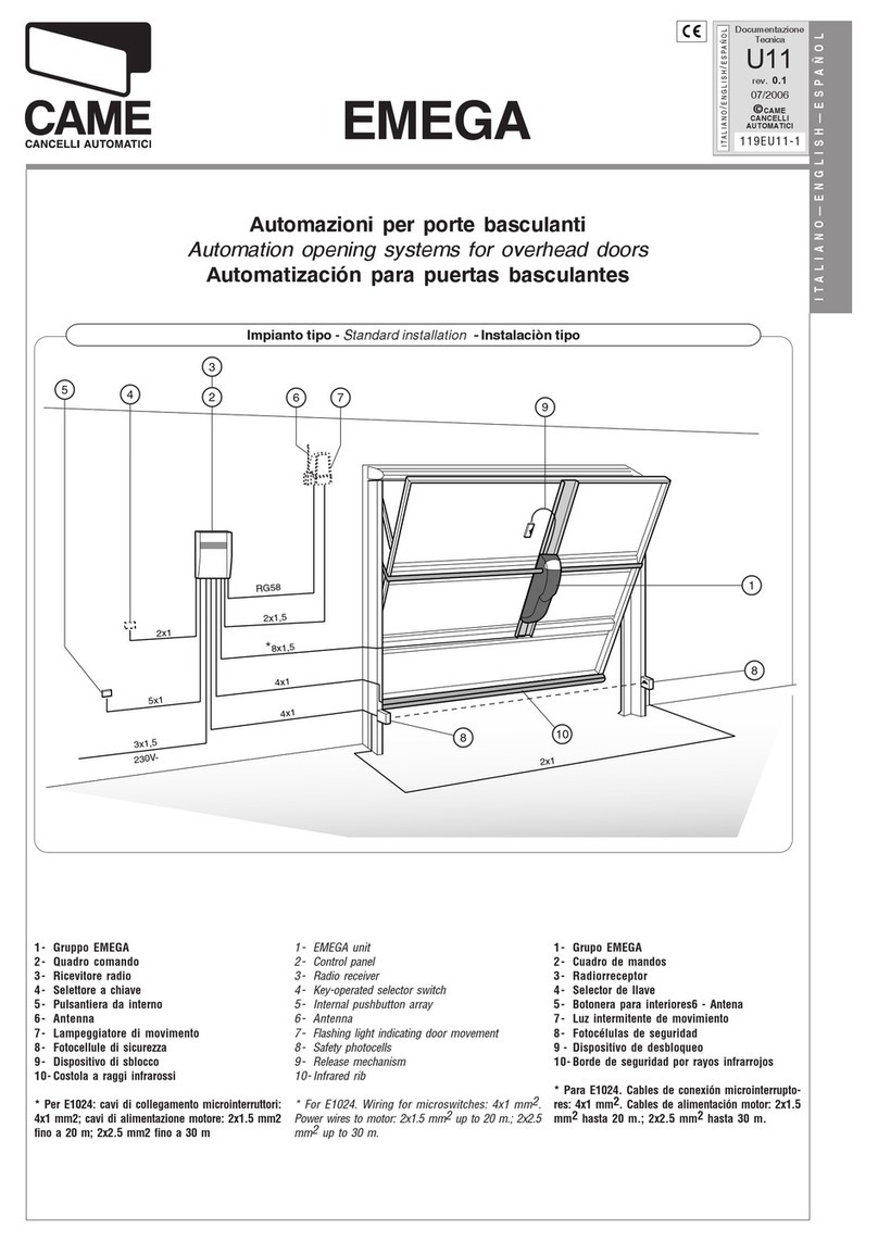 CAME EMEGA STANDARD INSTALLATION