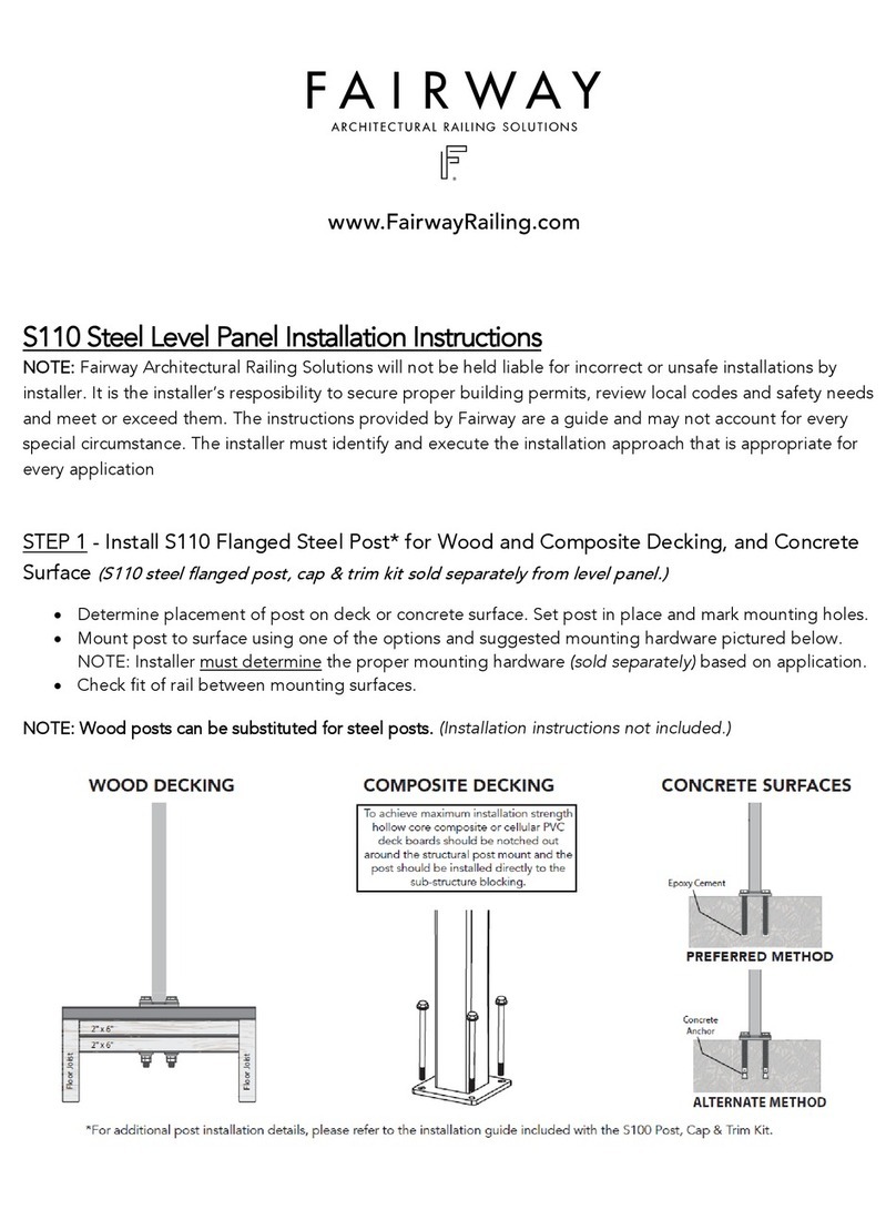 FAIRWAY ARCHITECTURAL RAILING SOLUTIONS S110 installation instructions