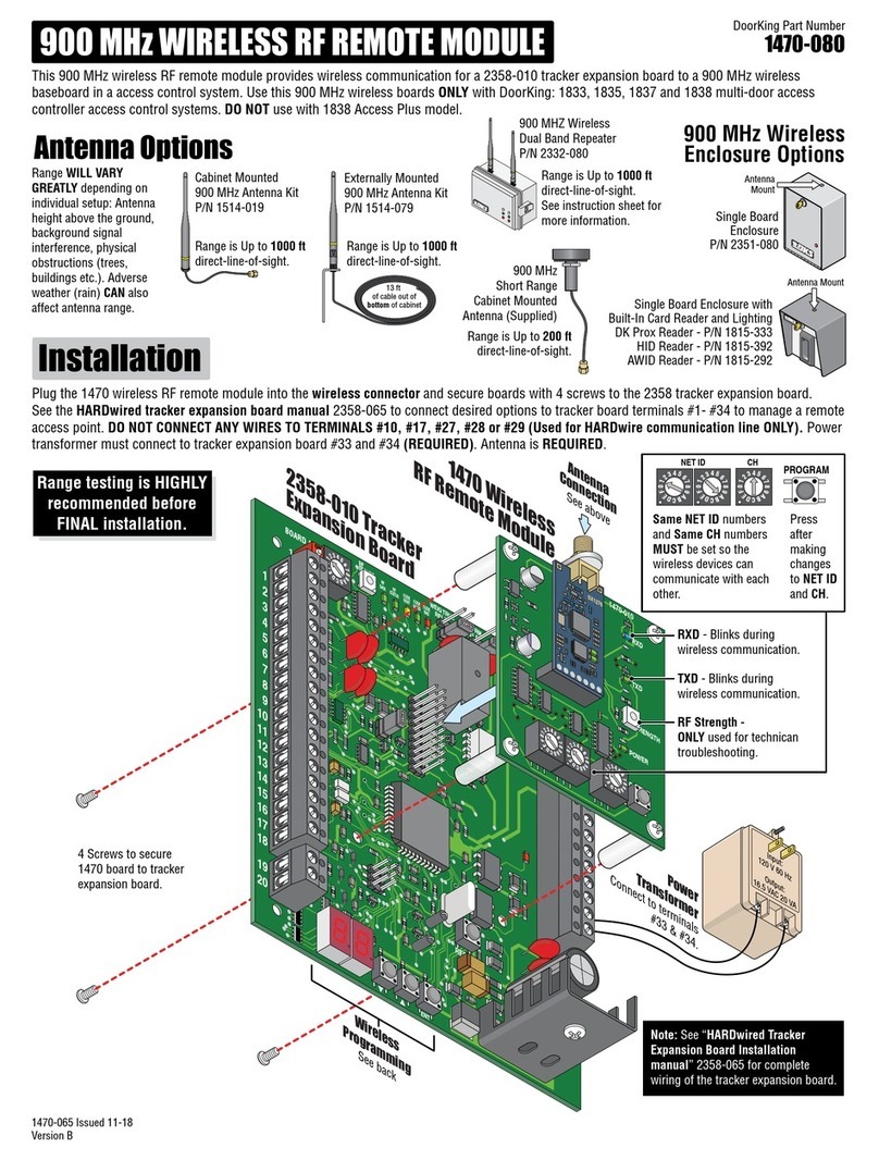 DoorKing 900 MHz RF User manual