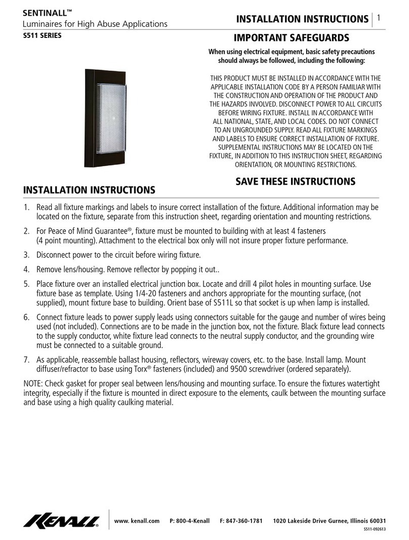 kenall Sentinall S511 Series installation instructions