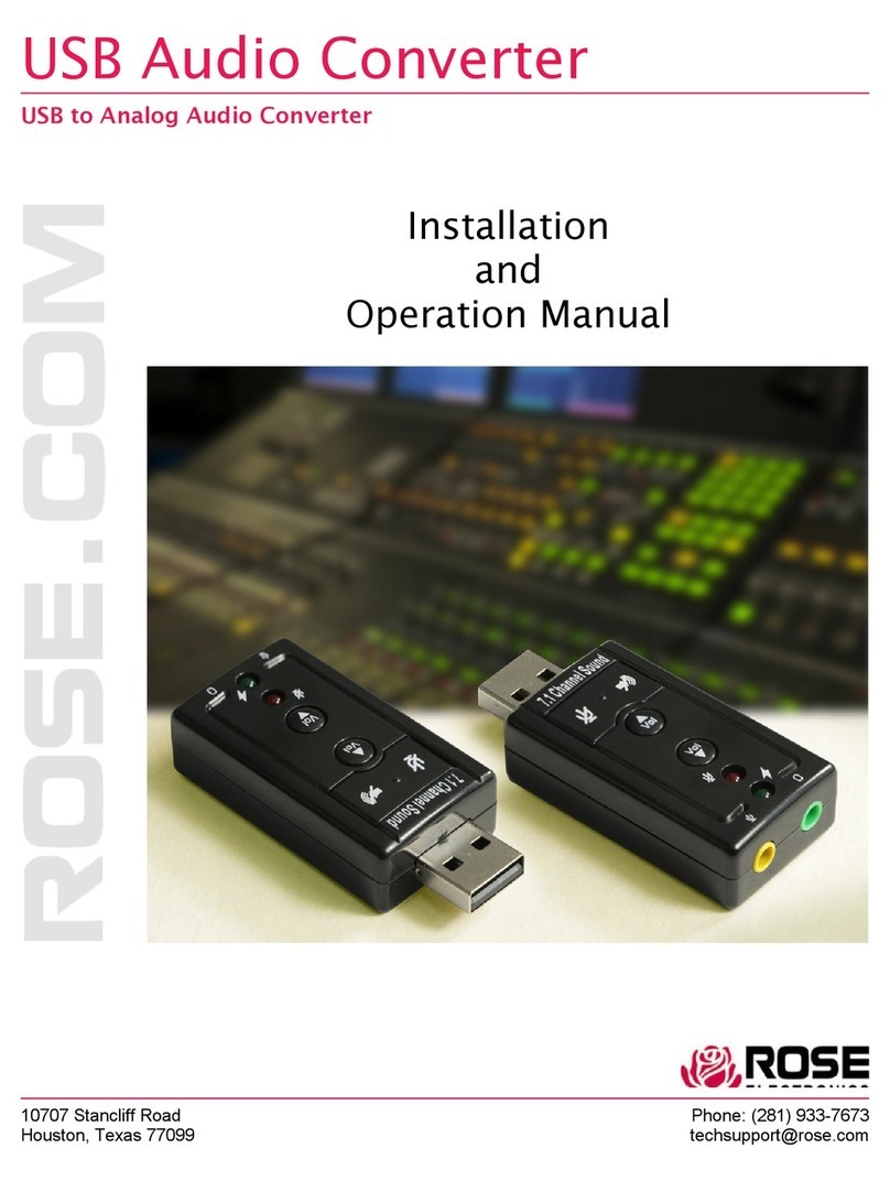 Rose electronics CNV-USB-A2-7.1 Installation and operation manual