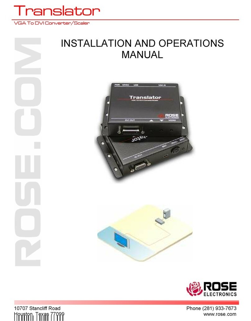 Rose electronics CNV-VGADVISC Installation and operation manual
