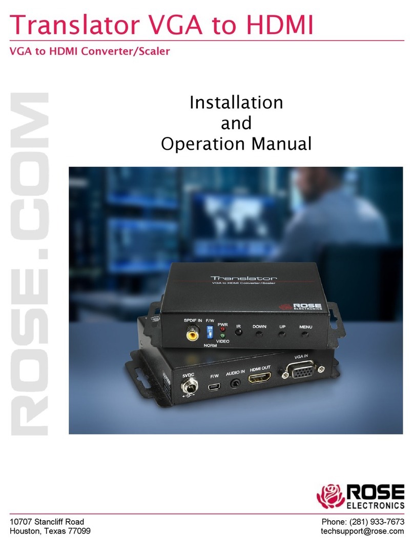 Rose electronics CNV-VGAHDMISC Installation and operation manual