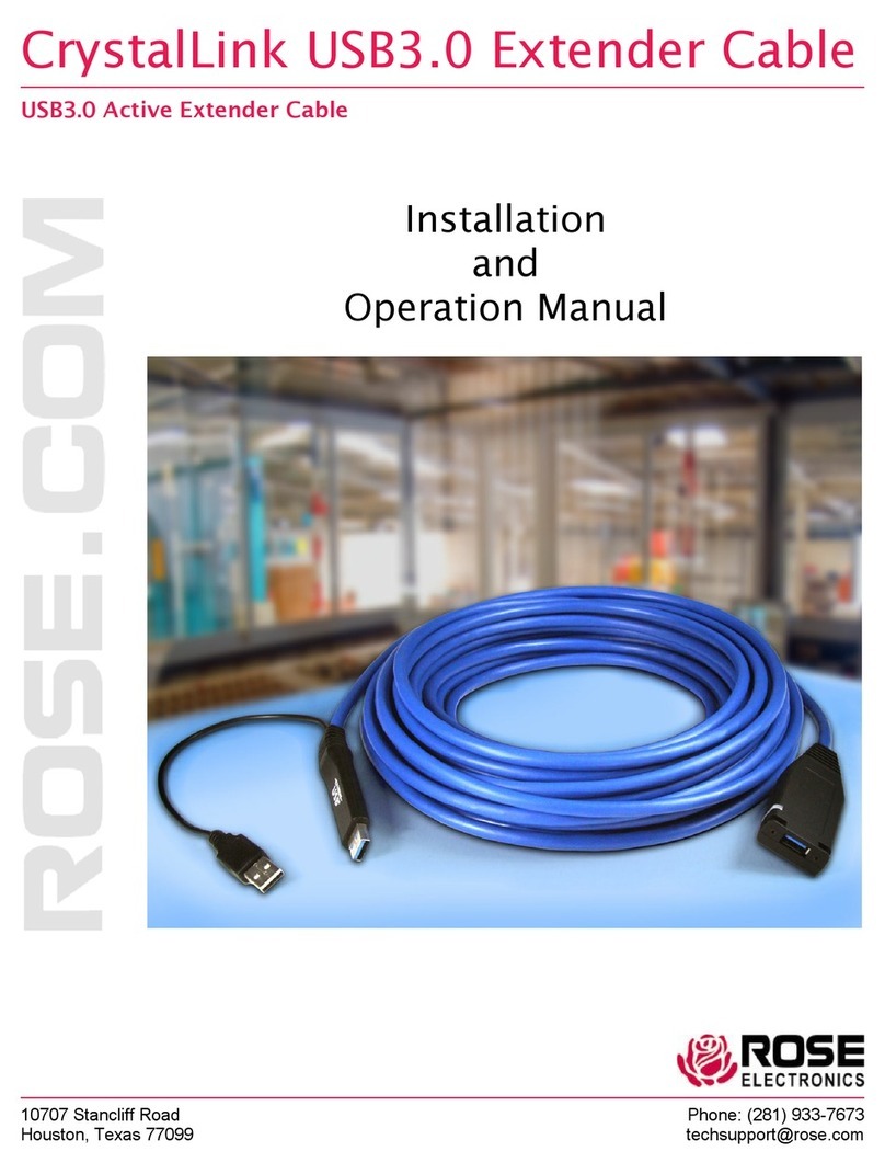 Rose electronics CrystalLink CLK-CAB1U3TP-15M Installation and operation manual