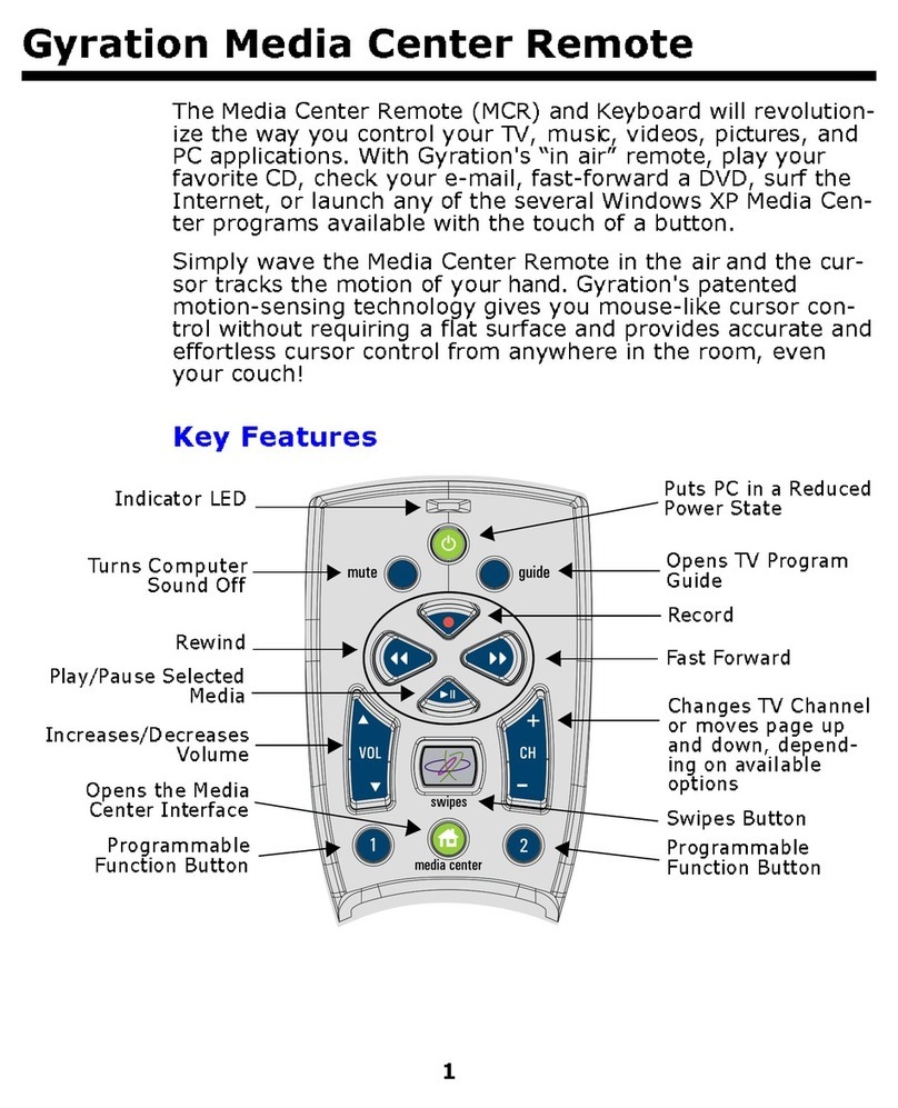 Gyration Media Center Remote User manual