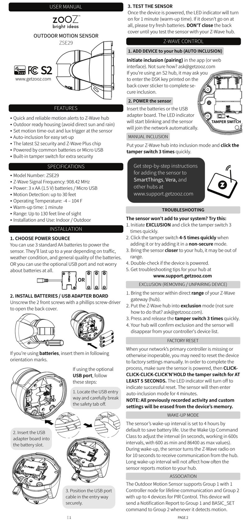 ZooZ ZSE29 user manual