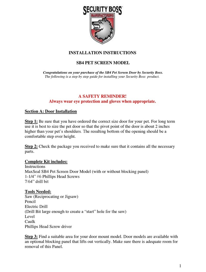 Security Boss SB4 PET SCREEN DOOR Installation instructions manual