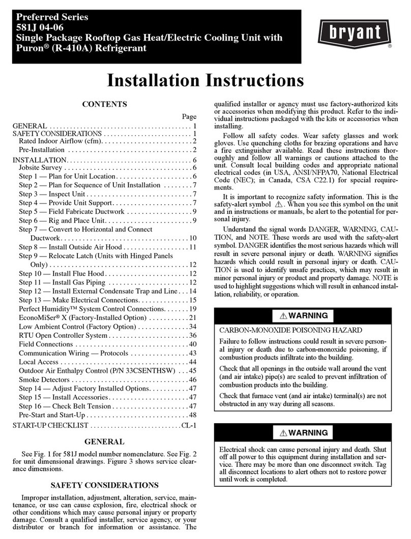 Bryant PREFERRED 581J*04A Series installation instructions