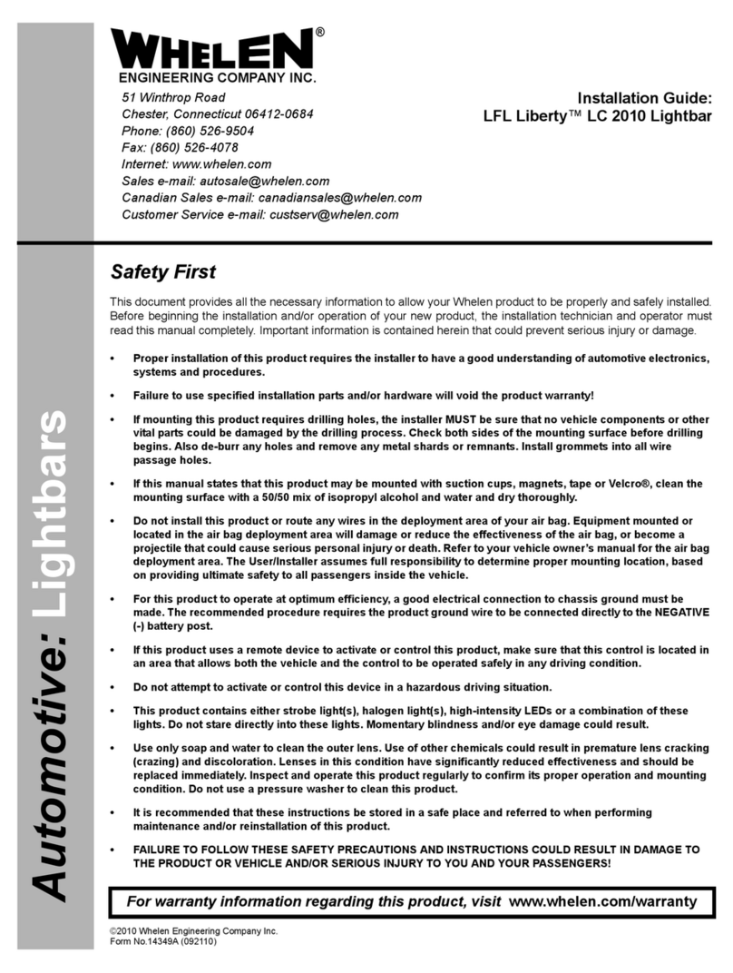 Whelen Engineering Company LFL Liberty LC 2010 installation guide