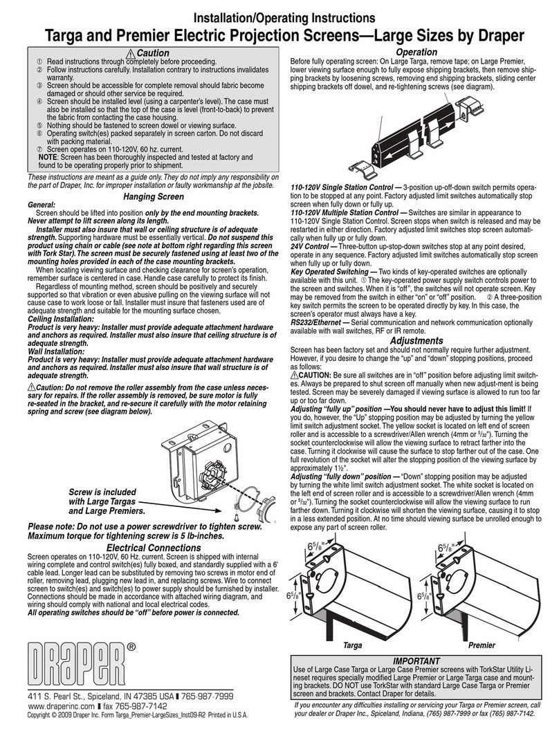 Draper Targa Installation & operating instructions