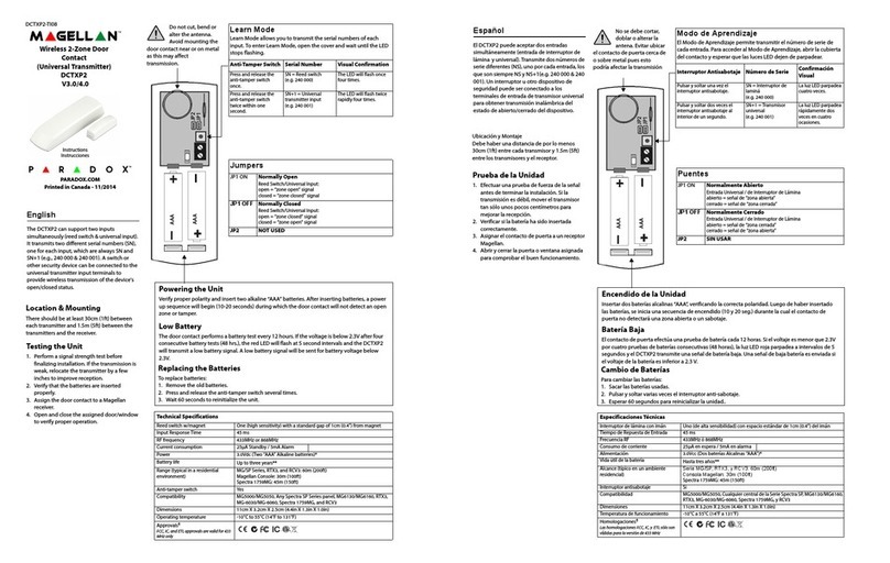 Paradox Magellan DCTXP2 Reference and installation manual