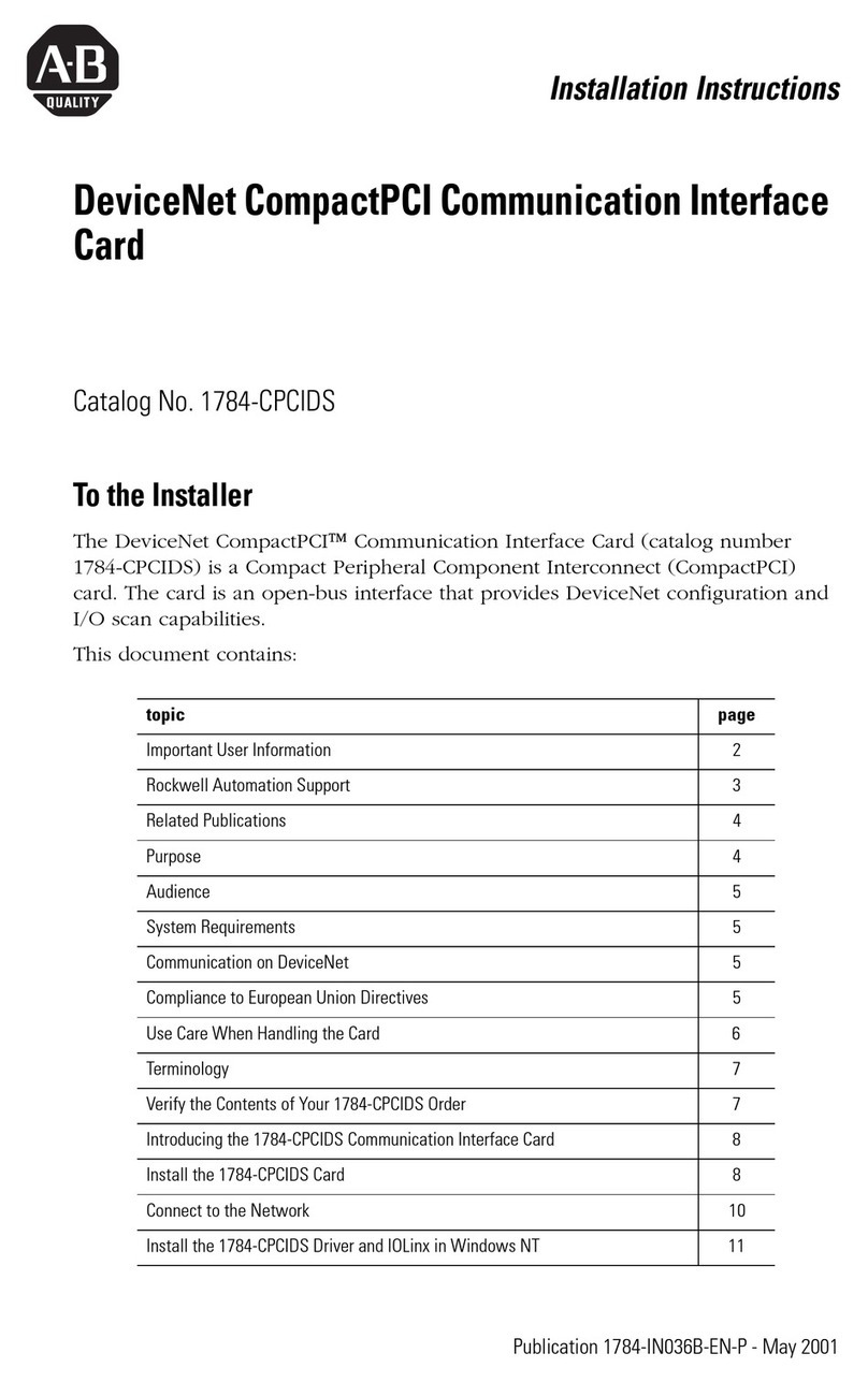 Allen-Bradley DeviceNet CompactPCI 1784-CPCIDS installation instructions