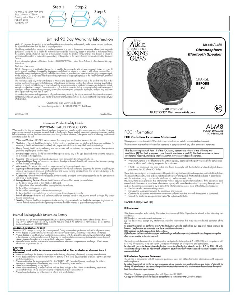 eKids Disney Alice Through The Looking Glass AL-M8 user manual