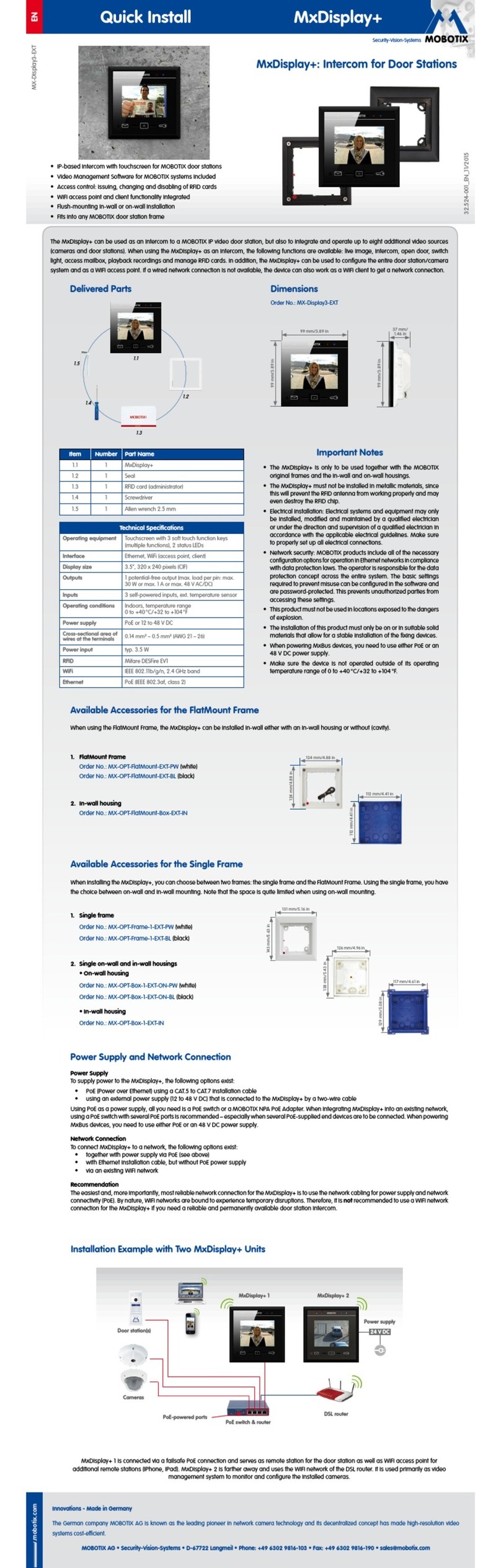 Mobotix MxDisplay Plus Instructions for use