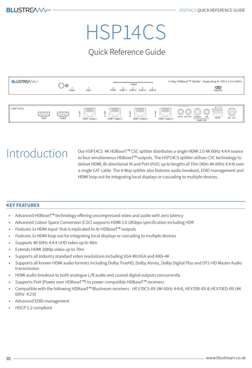 Bluestream HSP14CS Quick reference guide