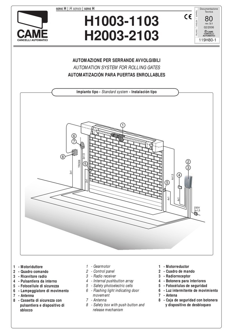 CAME H SERIES User manual