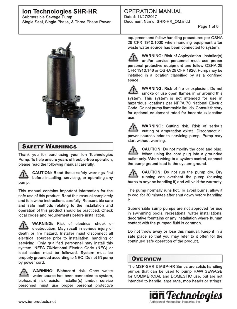 Ion Technologies SHR series Operation manual